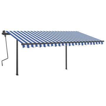 Manual Retractable Awning with LED - 4x3m Blue & White