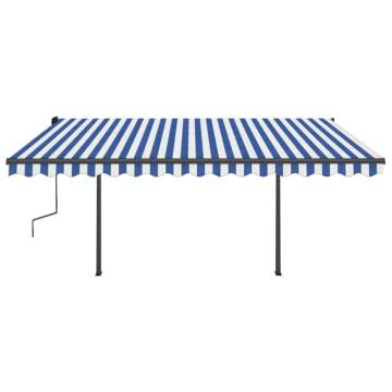 Manual Retractable Awning with LED - 4x3m Blue & White