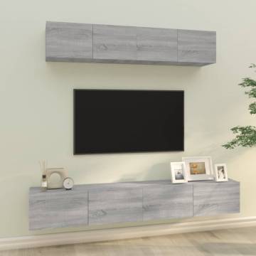 4 Piece Grey Sonoma TV Cabinet Set | Stylish & Practical