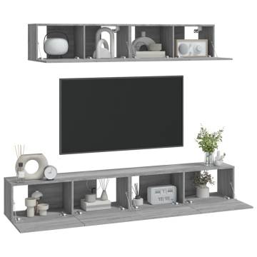 4 Piece Grey Sonoma TV Cabinet Set | Stylish & Practical