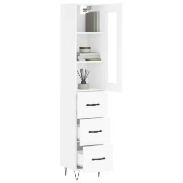 Stylish Highboard High Gloss White | 34.5x34x180 cm