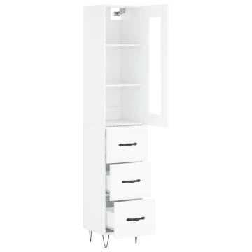 Stylish Highboard High Gloss White | 34.5x34x180 cm