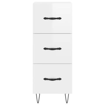 Stylish Highboard High Gloss White | 34.5x34x180 cm