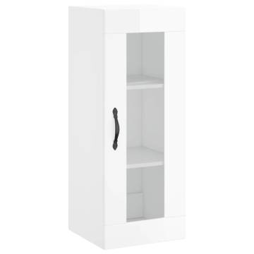 Stylish Highboard High Gloss White | 34.5x34x180 cm