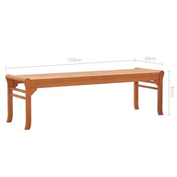 3-Seater Garden Bench - Solid Eucalyptus Wood - 150 cm