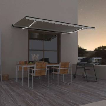 Manual Retractable Awning with LED - Cream 500x300 cm