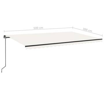 Manual Retractable Awning with LED - Cream 500x300 cm