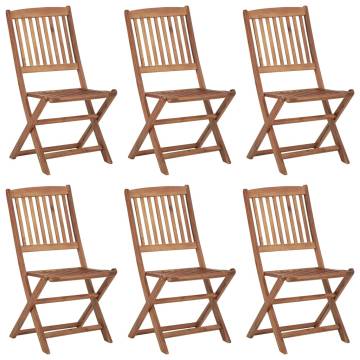 Folding Outdoor Chairs Set - 6 pcs Solid Acacia Wood