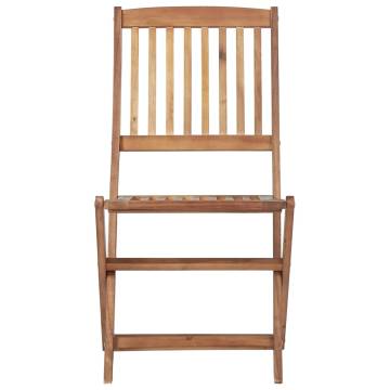 Folding Outdoor Chairs Set - 6 pcs Solid Acacia Wood