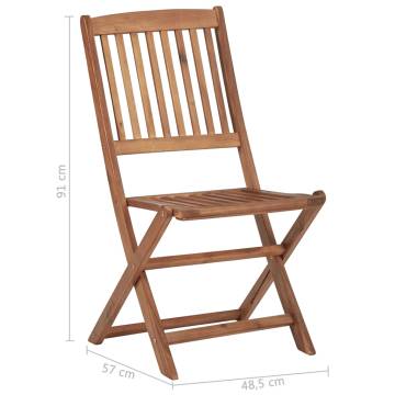 Folding Outdoor Chairs Set - 6 pcs Solid Acacia Wood