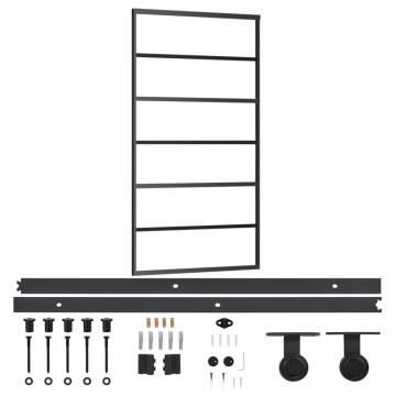 Sliding Door with Hardware Set - ESG Glass & Aluminium - 102x205 cm