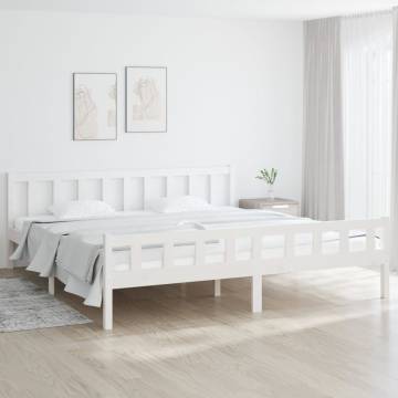 White Solid Wood Bed Frame 180x200 cm Super King Size