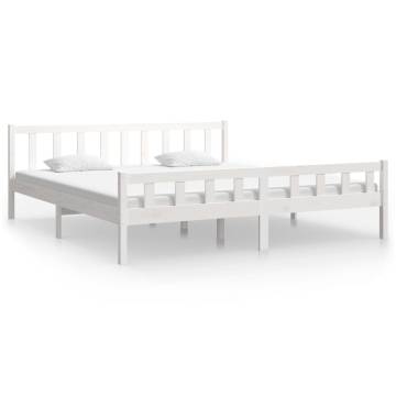 White Solid Wood Bed Frame 180x200 cm Super King Size