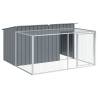 Dog House with Run Anthracite - Durable Steel 197x194x110 cm