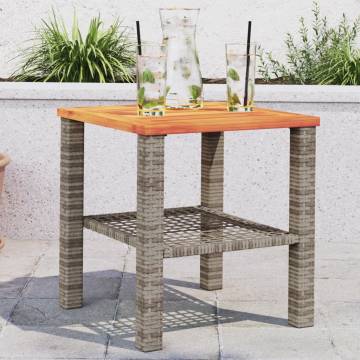 Garden Table Grey 40x40 cm - Durable Poly Rattan & Acacia Wood