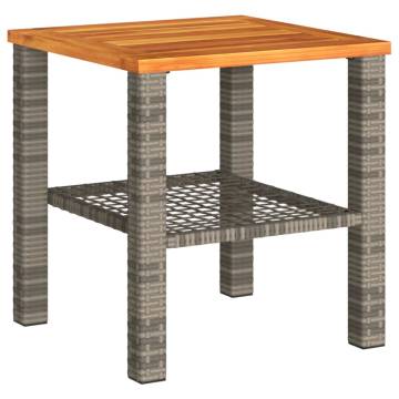 Garden Table Grey 40x40 cm - Durable Poly Rattan & Acacia Wood