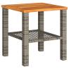 Garden Table Grey 40x40 cm - Durable Poly Rattan & Acacia Wood