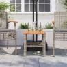 Garden Table Grey 40x40 cm - Durable Poly Rattan & Acacia Wood