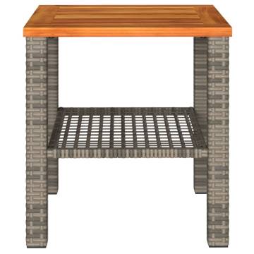 Garden Table Grey 40x40 cm - Durable Poly Rattan & Acacia Wood