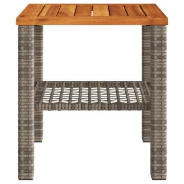 Garden Table Grey 40x40 cm - Durable Poly Rattan & Acacia Wood