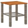 Garden Table Grey 40x40 cm - Durable Poly Rattan & Acacia Wood