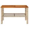 Beige Garden Table 70x38x42 cm | Poly Rattan & Acacia Wood