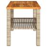 Beige Garden Table 70x38x42 cm | Poly Rattan & Acacia Wood