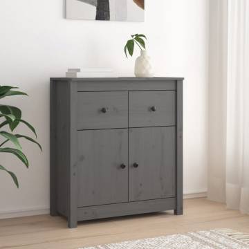 Grey Solid Wood Pine Sideboard - 70x35x80 cm