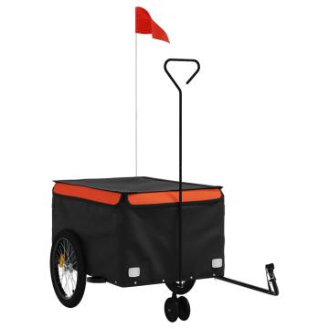 Bike Trailer Black and Orange - 45 kg Capacity | HipoMarket