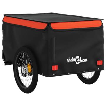 Bike Trailer Black and Orange - 45 kg Capacity | HipoMarket