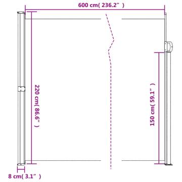 Retractable Side Awning Blue 220x600 cm - Hipomarket