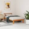 Solid Pine Bed Frame with Headboard - Wax Brown 100x200 cm