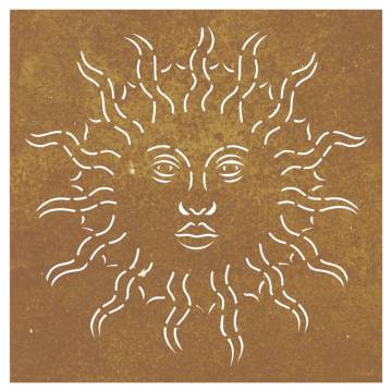 Garden Wall Decoration - Corten Steel Sun Design 55x55 cm