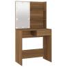 Dressing Table Set with LED - Brown Oak Engineered Wood