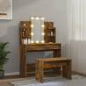 LED Dressing Table Set - Smoked Oak Engineered Wood