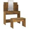 LED Dressing Table Set - Smoked Oak Engineered Wood