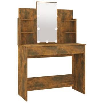 LED Dressing Table Set - Smoked Oak Engineered Wood