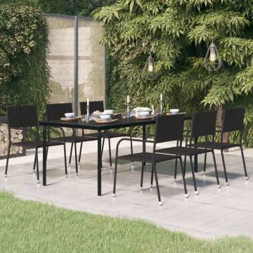 Stylish Black Garden Dining Table - 200x100 cm Steel & Glass