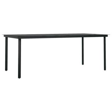 Stylish Black Garden Dining Table - 200x100 cm Steel & Glass