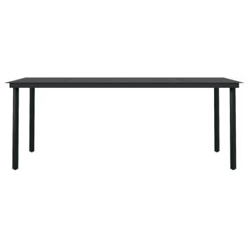 Stylish Black Garden Dining Table - 200x100 cm Steel & Glass