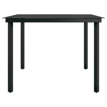 Stylish Black Garden Dining Table - 200x100 cm Steel & Glass