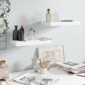 Floating Wall Shelves Set - High Gloss White | Hipomarket UK