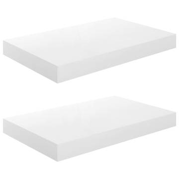 Floating Wall Shelves Set - High Gloss White | Hipomarket UK