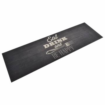 Washable Black Kitchen Rug 60x180 cm - Soft & Stylish