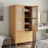 SENJA Rattan Look Wardrobe - Solid Pine 90x55x175 cm