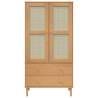 SENJA Rattan Look Wardrobe - Solid Pine 90x55x175 cm