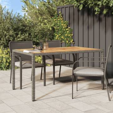 Stylish Poly Rattan & Acacia Wood Garden Table - 150x90 cm