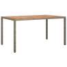 Stylish Poly Rattan & Acacia Wood Garden Table - 150x90 cm