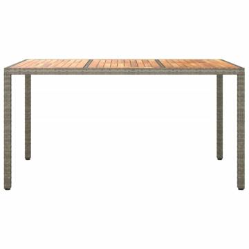 Stylish Poly Rattan & Acacia Wood Garden Table - 150x90 cm