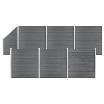 WPC Fence Set 6 Square + 1 Slanted 1138x186 cm Grey - Hipomarket